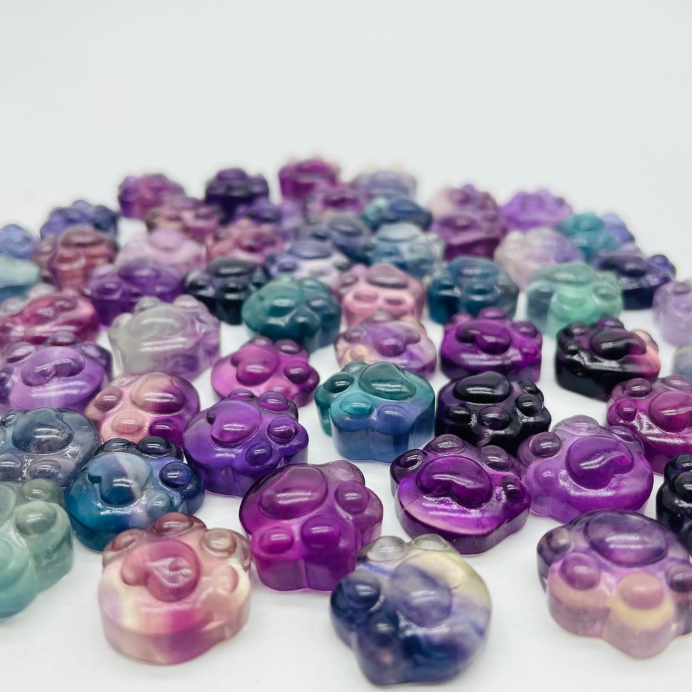 Mini Cat Paws Feet Rainbow Fluorite Carving Wholesale -Wholesale Crystals
