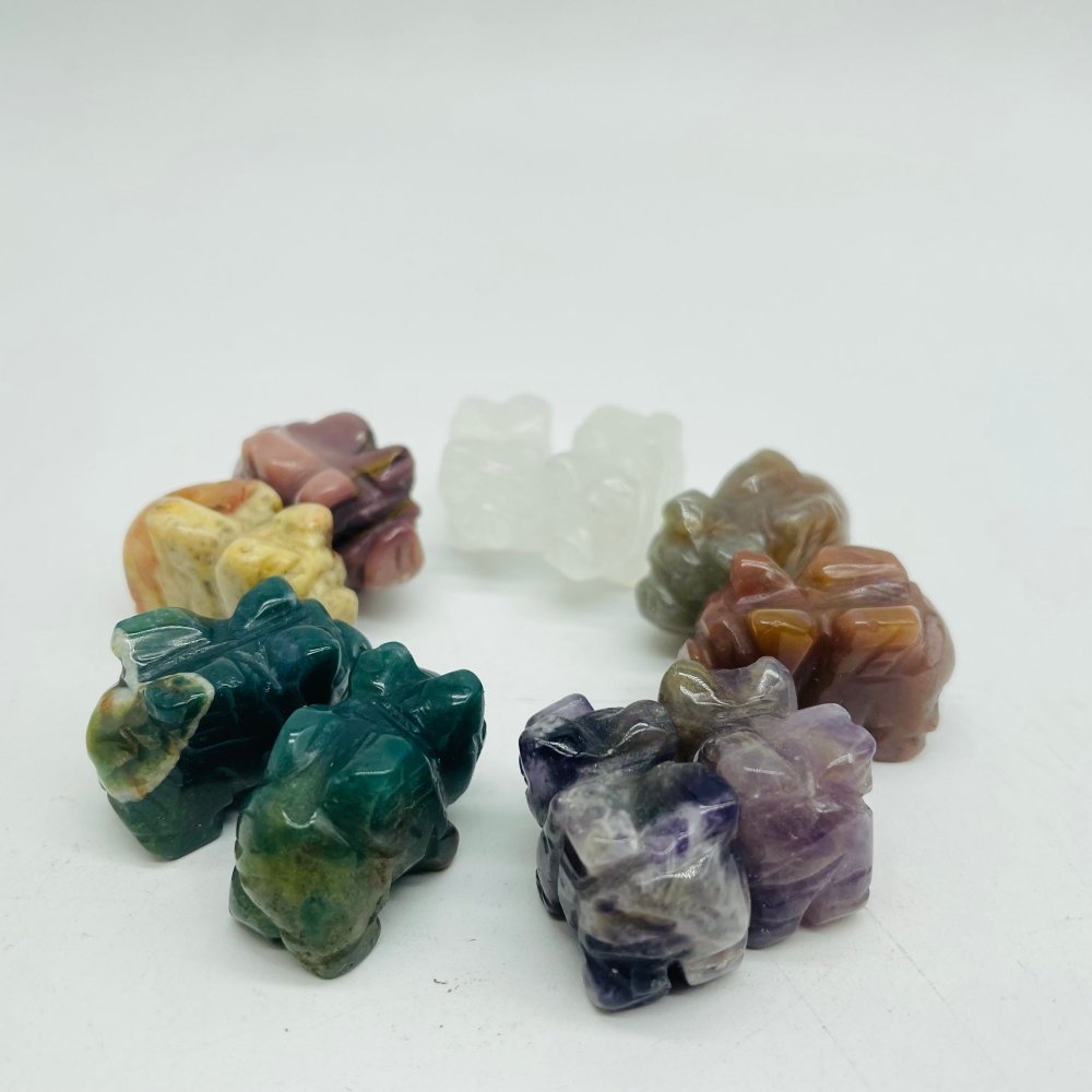 Mini Flying Pig Carving Animal Clear Quartz&Moss Agate Wholesale -Wholesale Crystals