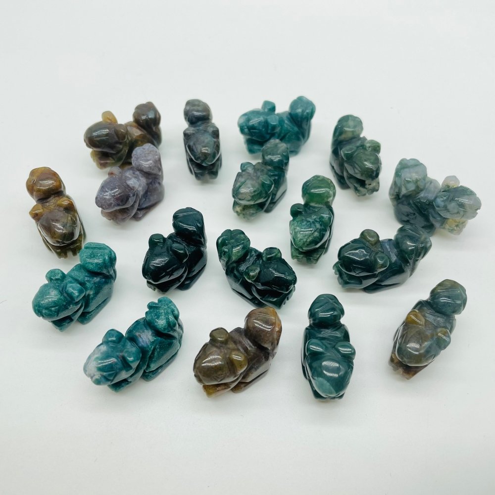 Mini Moss Jade Squirrel Carving Animals Wholesale -Wholesale Crystals