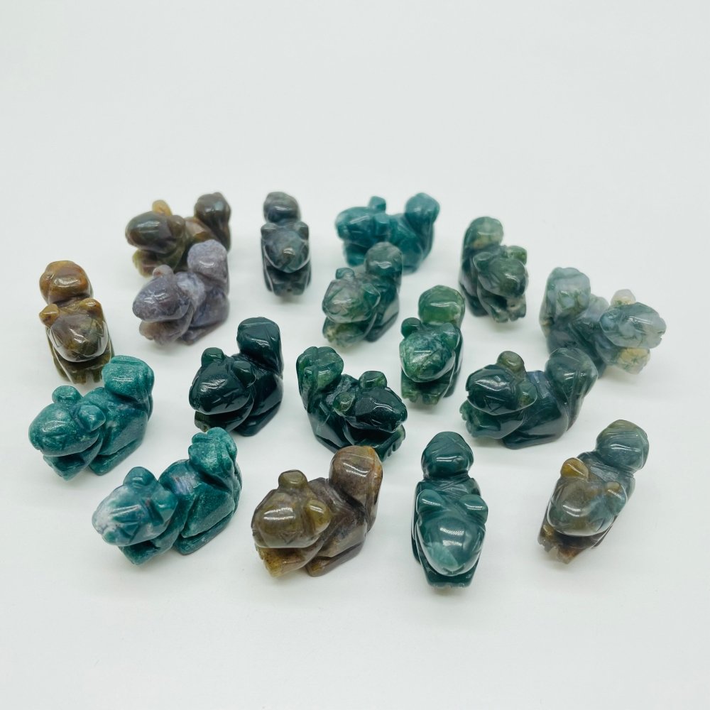 Mini Moss Jade Squirrel Carving Animals Wholesale -Wholesale Crystals