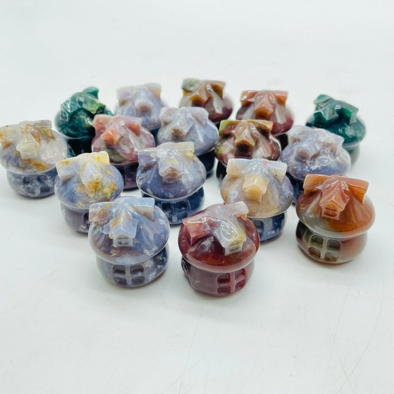Mini Ocean Jasper Mushroom House Carving Wholesale -Wholesale Crystals