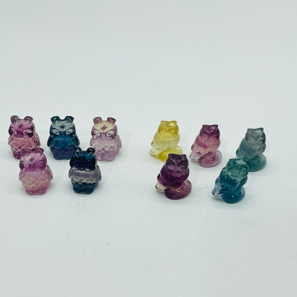 Mini Rainbow Fluorite Owl Carving Wholesale -Wholesale Crystals