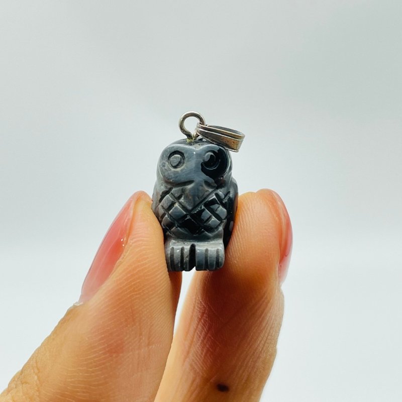 Mini Snowflake Obsidian Owl Pendant Wholesale -Wholesale Crystals