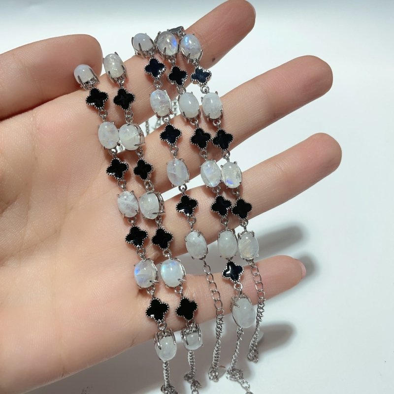 Moonstone Cute Four Leaf Clover Lucky Bracelets Crystal Wholesale -Wholesale Crystals