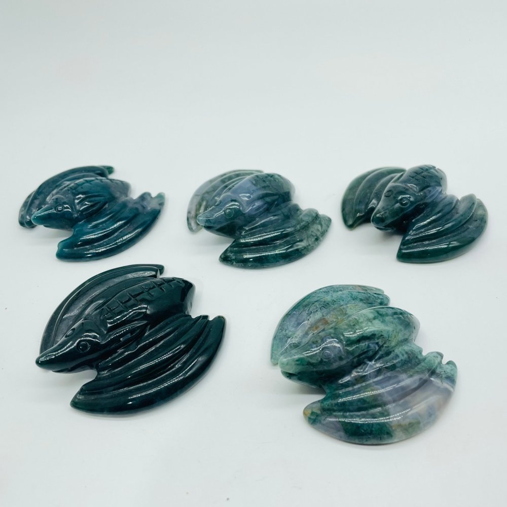 Moss Agate Bat Carving Animal Wholesale -Wholesale Crystals