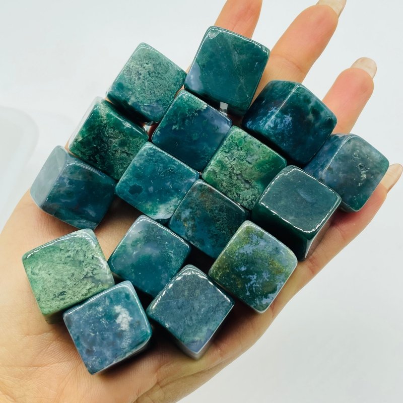 Moss Agate Cube Tumbled Wholesale -Wholesale Crystals