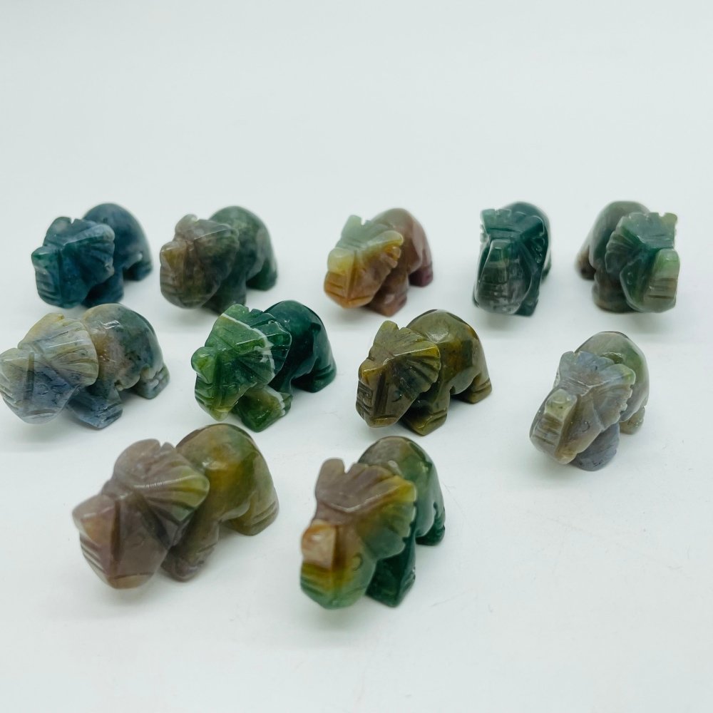 Moss Jade Elephant Carving Animal Wholesale -Wholesale Crystals