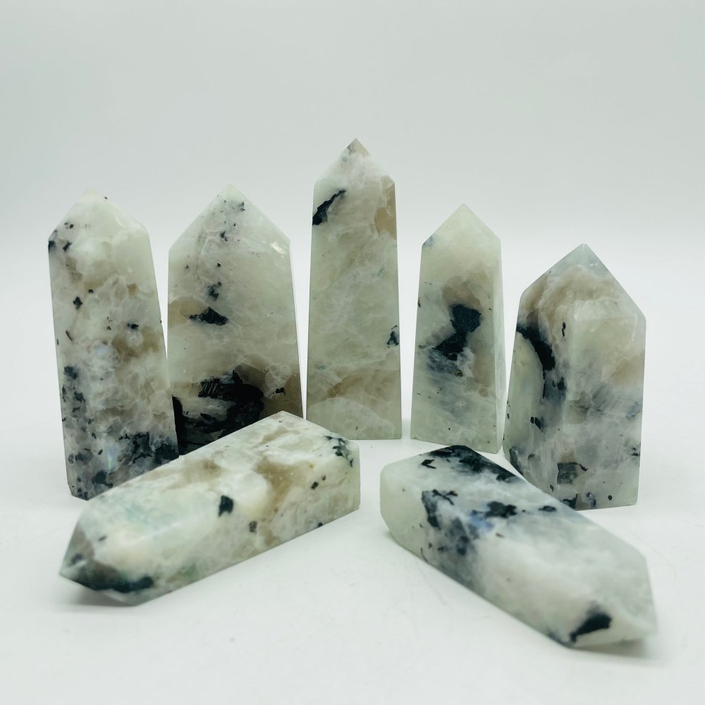 Natural Rainbow Moonstone Four-Sided Tower Points Wholesale -Wholesale Crystals