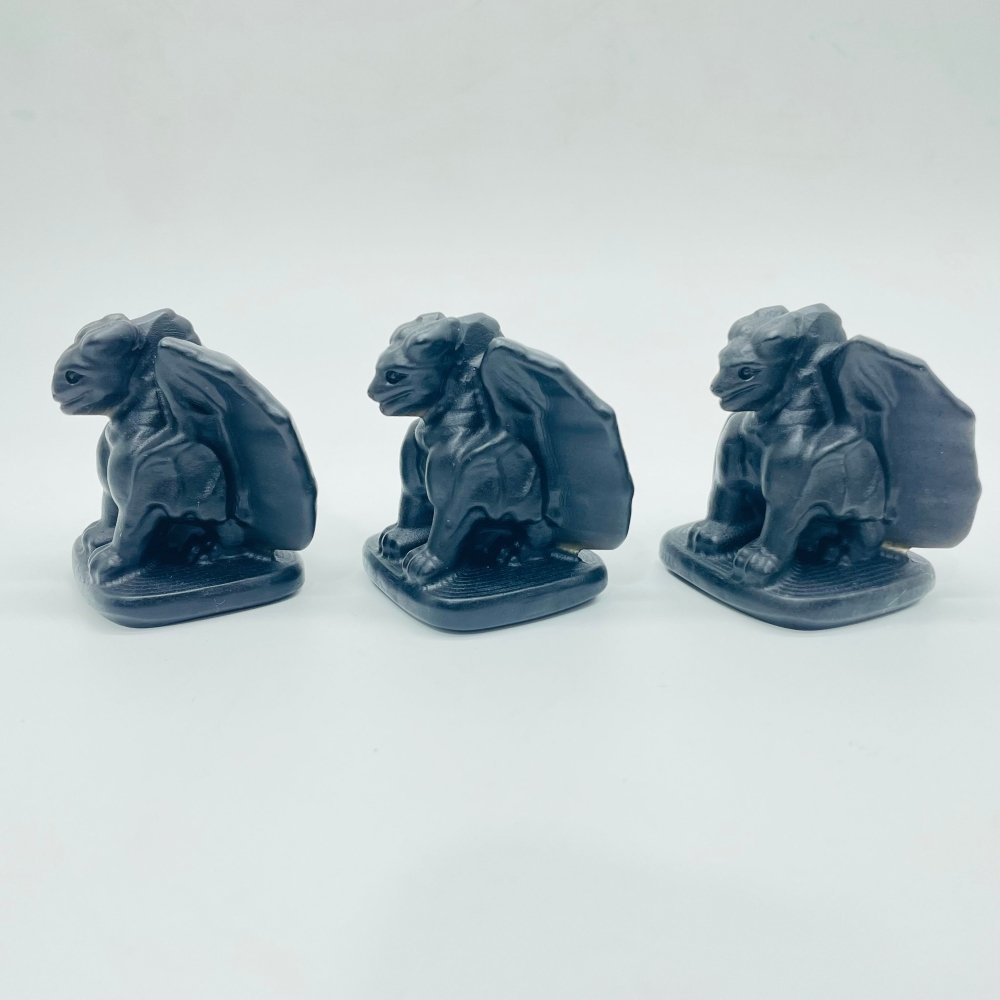 Obsidian Gargoyle With Wings On Base Carving Wholesale -Wholesale Crystals