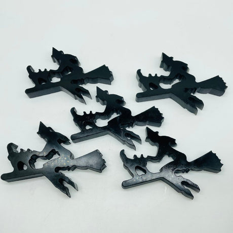 Obsidian Witch Riding A Broom Carving Wholesale -Wholesale Crystals
