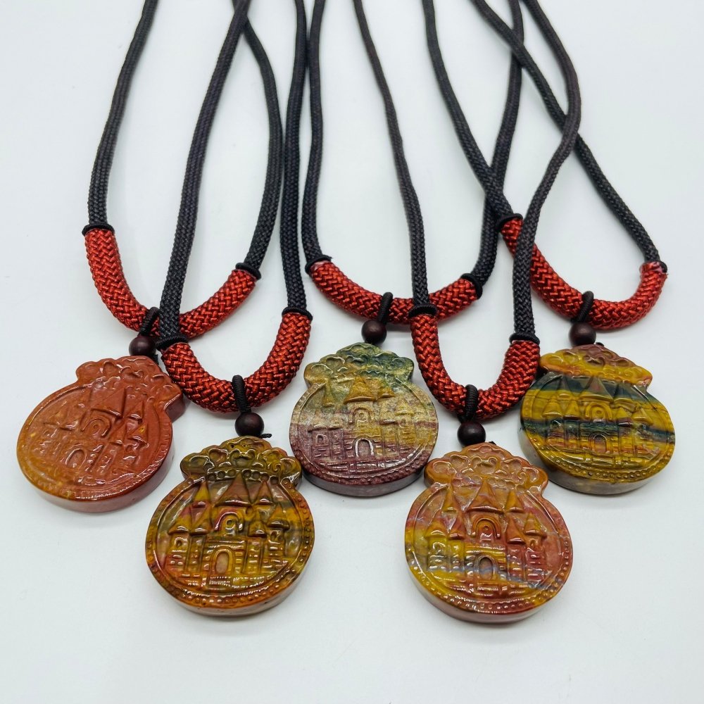 Ocean Jasper Castle Carving Pendant Wholesale -Wholesale Crystals