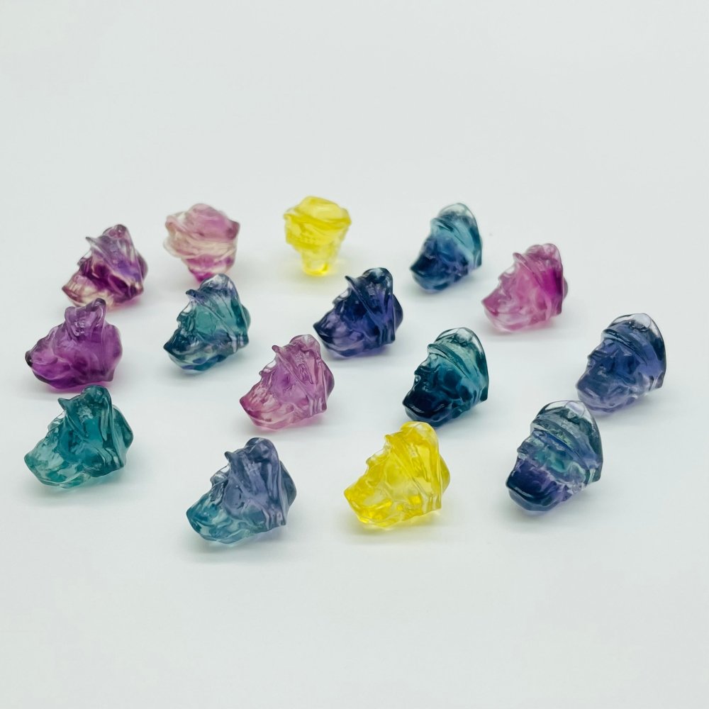 Rainbow Fluorite Caribbean Pirate Captain Skull Carving Wholesale -Wholesale Crystals