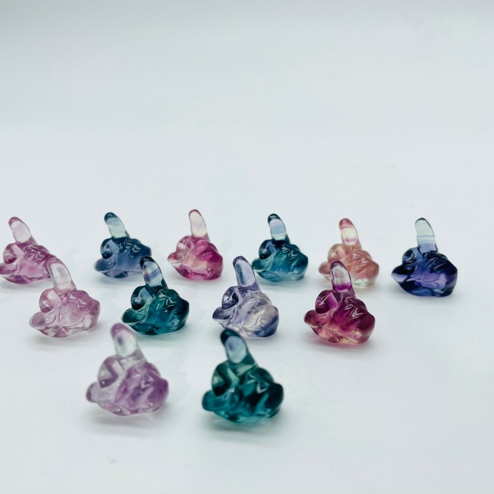 Rainbow Fluorite Carving Middle Finger Statue Wholesale -Wholesale Crystals