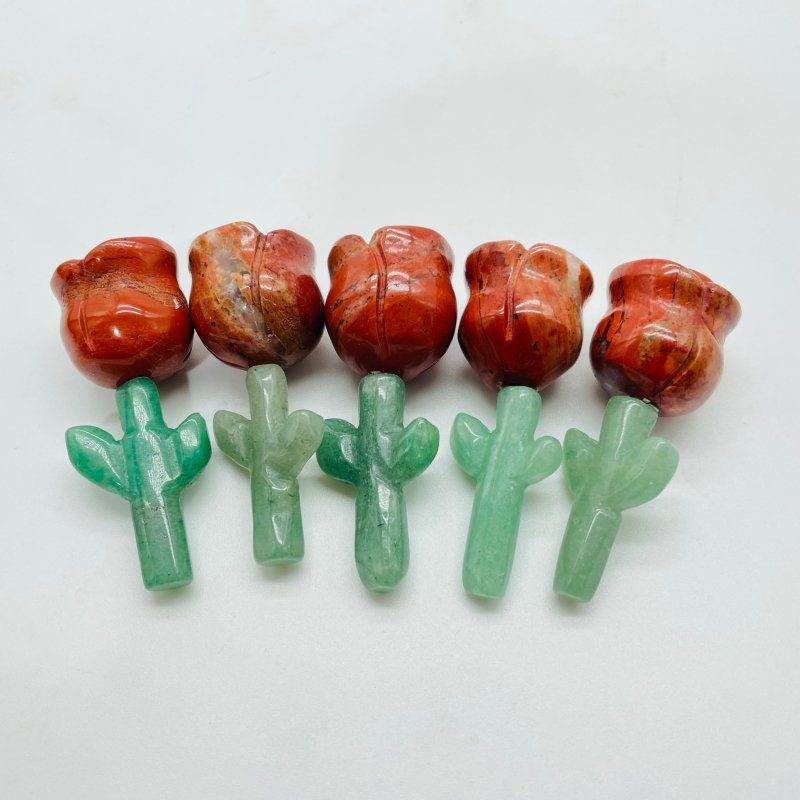 Red Jasper Green Aventurine Flower Carving Wholesale - Wholesale Crystals