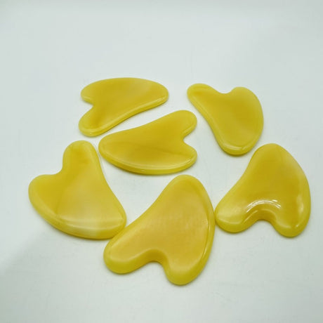 Yellow Smelting Stone Quartz Gua Sha Facial Tool Yellow Smelting Stone Quartz Guasha Board for SPA Wholesale