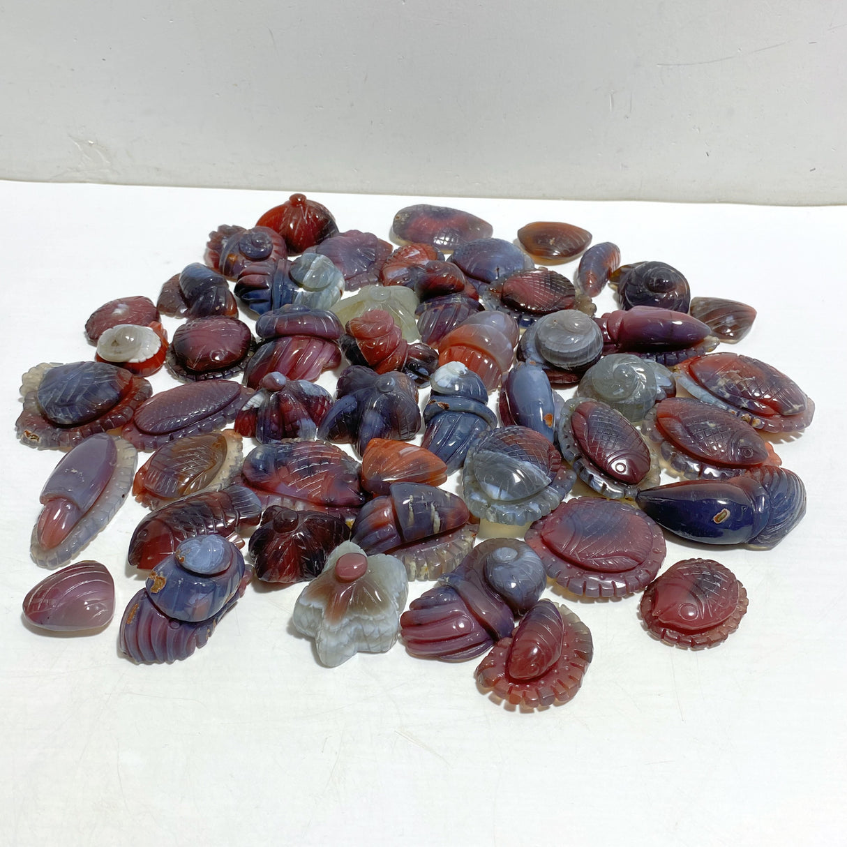 49 Pieces Africa Red Agate Sea Animals Carving