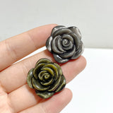 Silver Sheen Obsidian & Gold Sheen Obsidian Flower Carving Wholesale