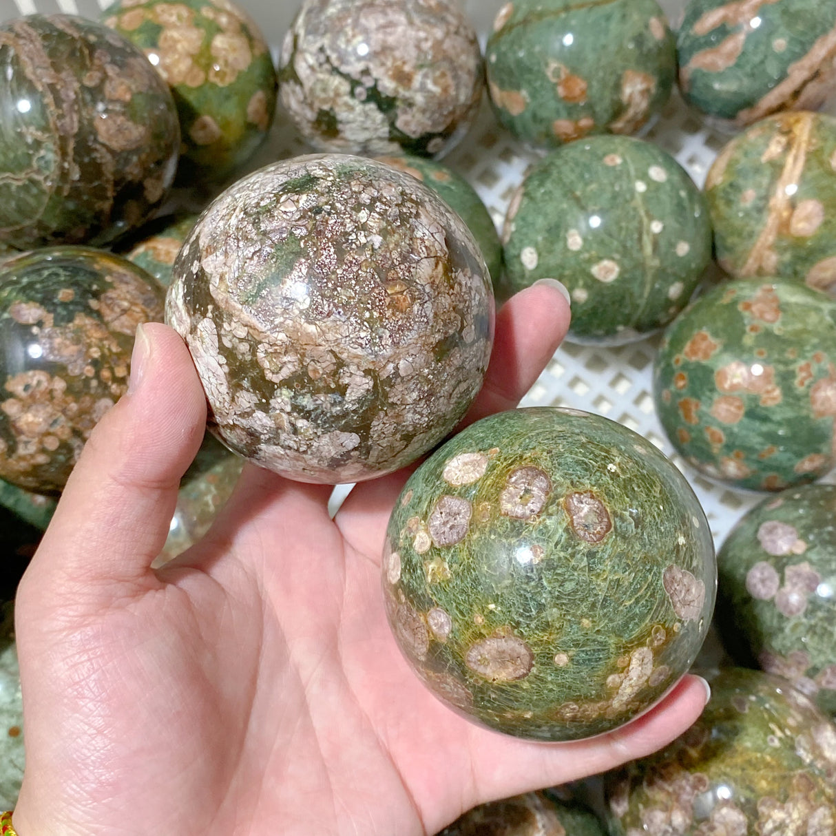 61 Pieces Rainforest Jasper Spheres (Sea Freight Only)