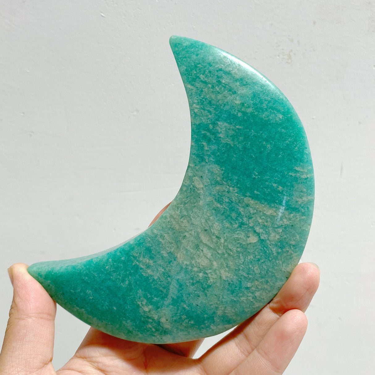 5 Pieces Large Amazonite Moon Carving With Stand