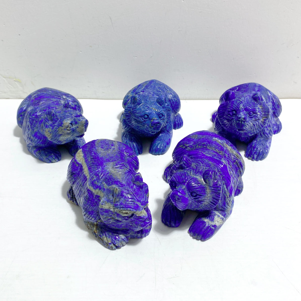 5 Pieces Lapis Lazuli Bears Carving