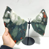 2 Pairs Africa Blood Stone Butterfly Wing Carving With Stand