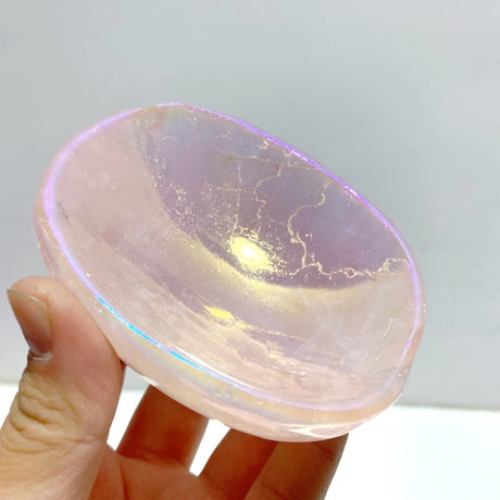 10 Pieces Aura Rose Quartz Bowl Carving - Wholesale Crystals