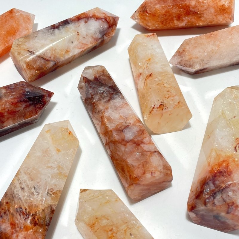 10 Pieces Beautiful Fire Quartz Tower - Wholesale Crystals