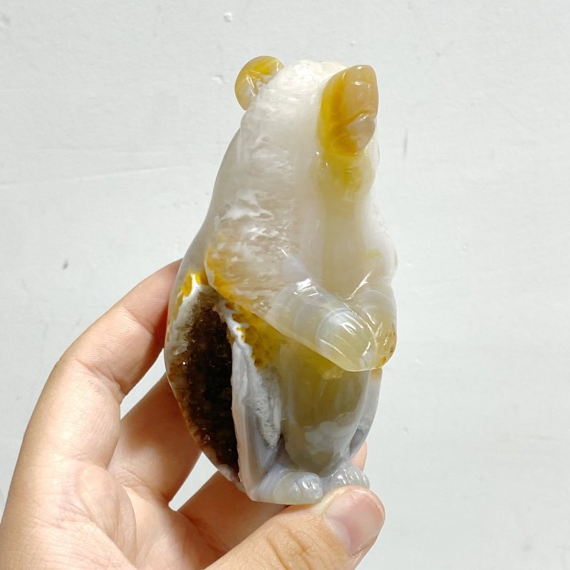 10 Pieces Beautiful Geode Druzy Agate Bear Carving - Wholesale Crystals