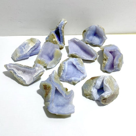 10 Pieces Geode Blue Chalcedony Druzy - Wholesale Crystals