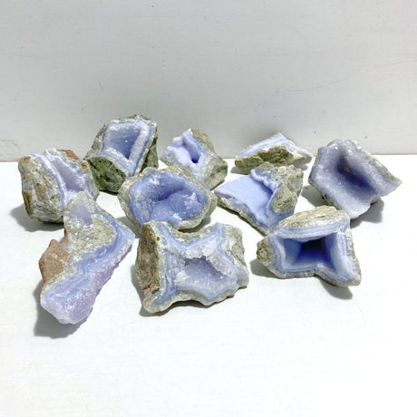 10 Pieces Geode Druzy Blue Chalcedony - Wholesale Crystals
