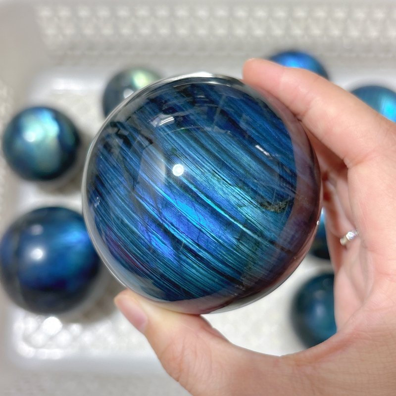 10 Pieces High Quality Strong Light Labradorite Spheres - Wholesale Crystals