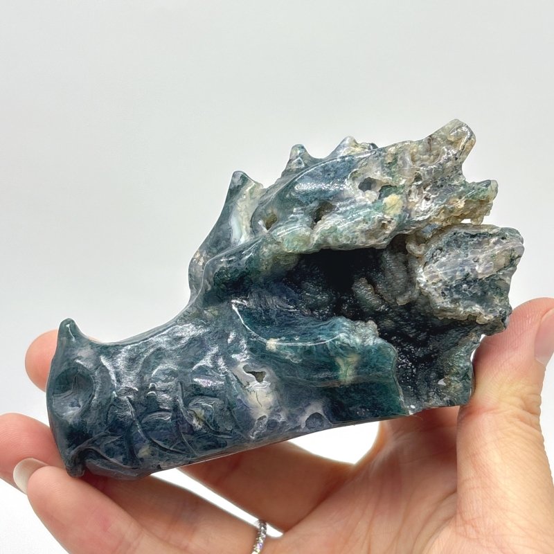 10 Pieces Moss Agate Dragon Head Carving - Wholesale Crystals