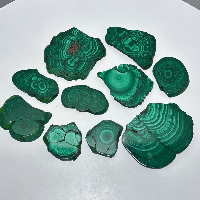 10 Pieces Polished Malachite Slab - Wholesale Crystals