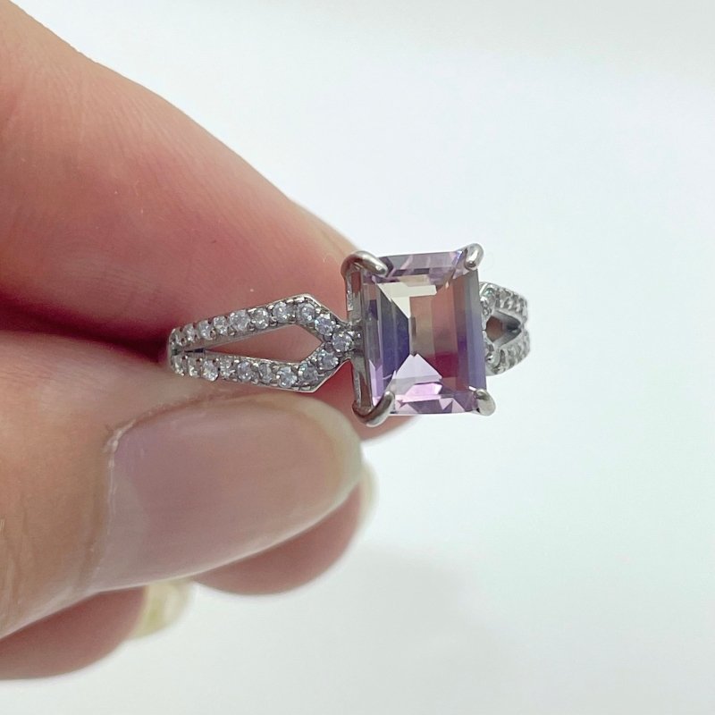 10 Pieces S925 Ametrine Sugar Cube Ring Style #1 - Wholesale Crystals