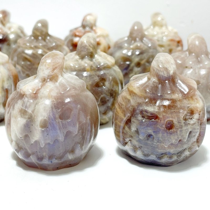 10 Pieces Sunstone Mixed Moonstone Halloween Pumpkin Face - Wholesale Crystals