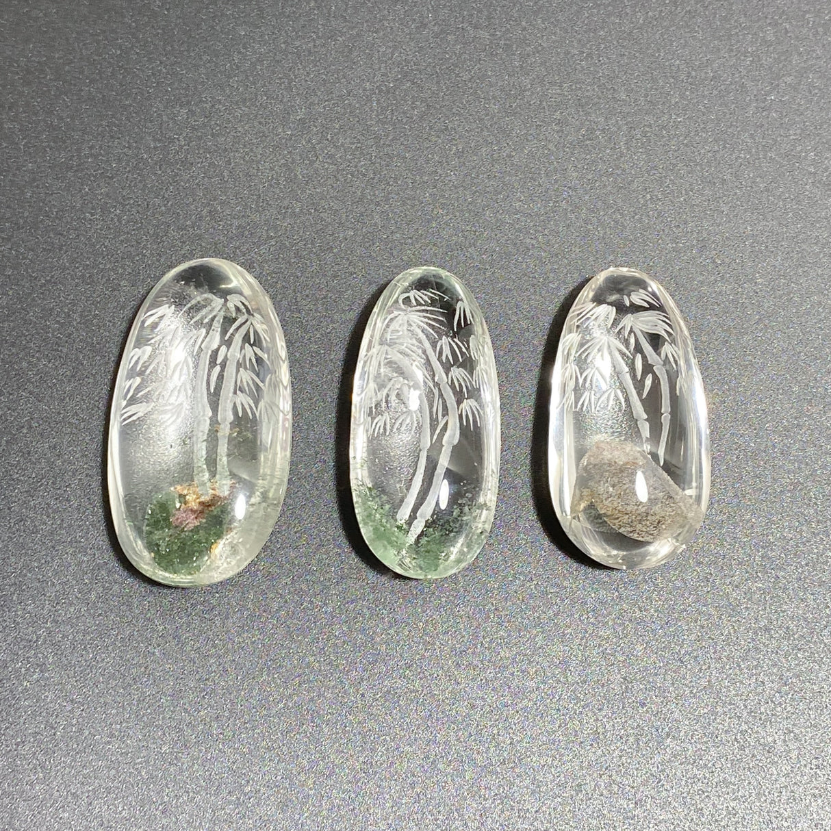 3 Pieces Bamboo Garden Quartz Inner Scene Carving