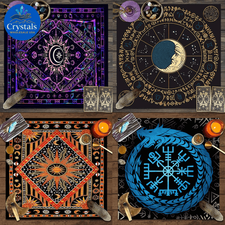 11 Mystical Runes Starry Sky Moon Phase Tarot Tablecloth - Wholesale Crystals