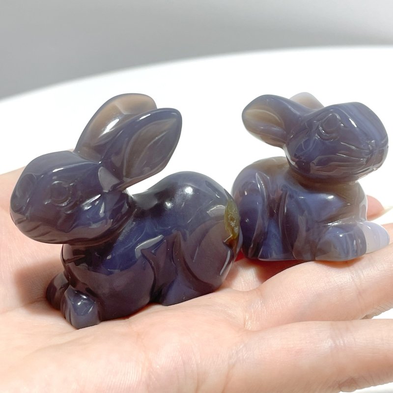 11 Pieces Agate Rabbit Carving - Wholesale Crystals