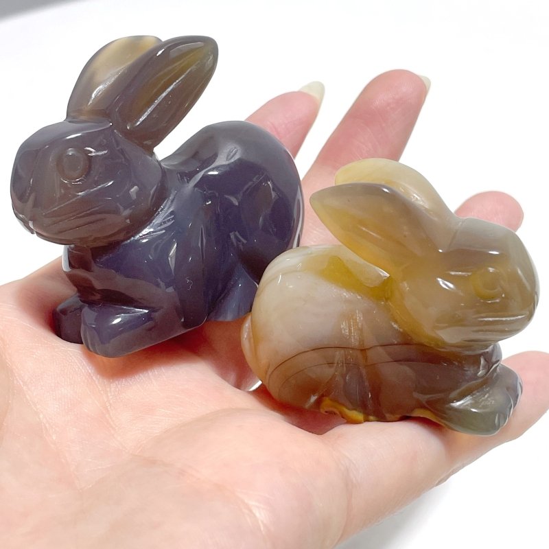 11 Pieces Agate Rabbit Carving - Wholesale Crystals