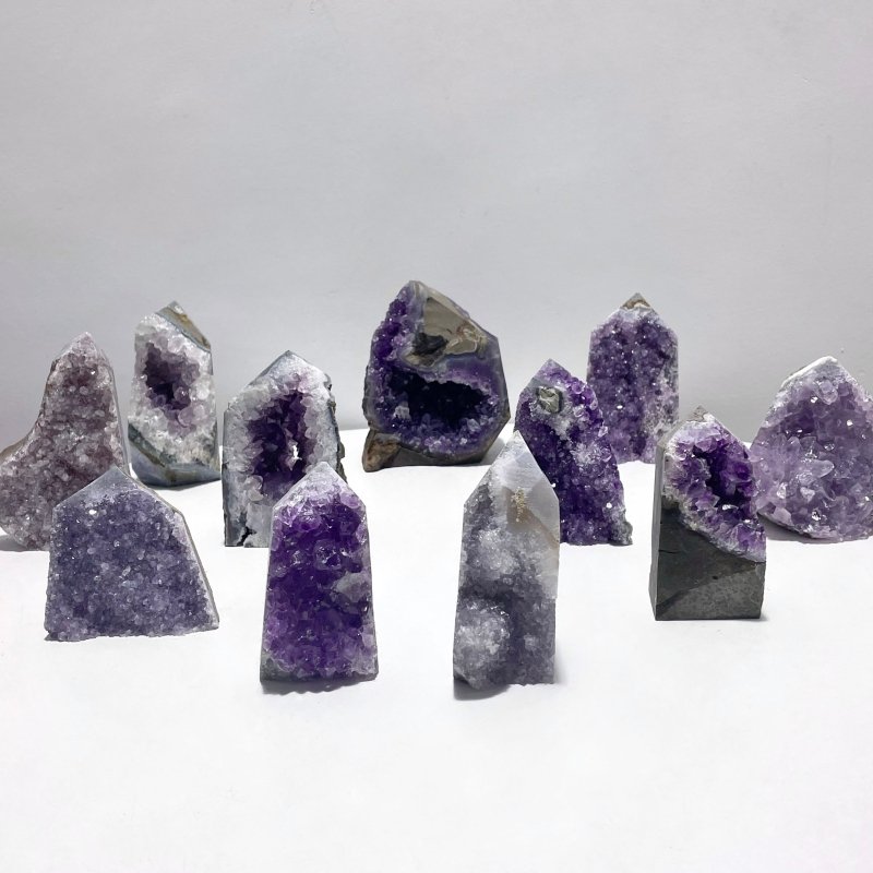 11 Pieces Amethyst Clusters Geode Home Decor - Wholesale Crystals