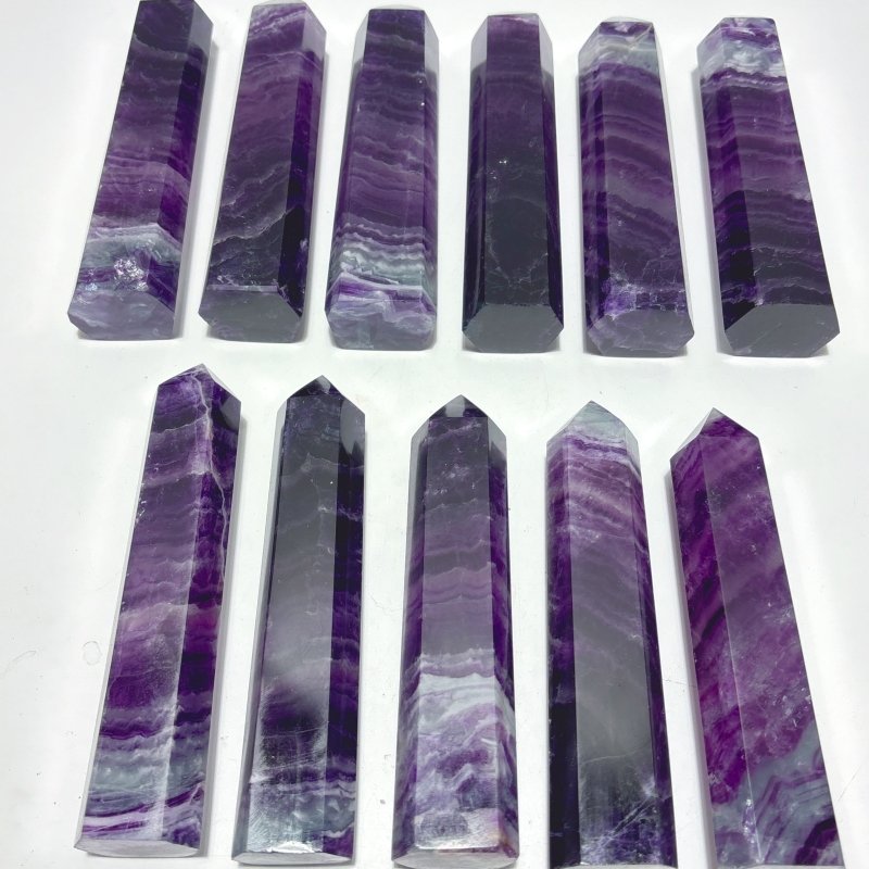 11 Pieces Beautiful Rainbow Purple Fluorite Crystal Tower - Wholesale Crystals