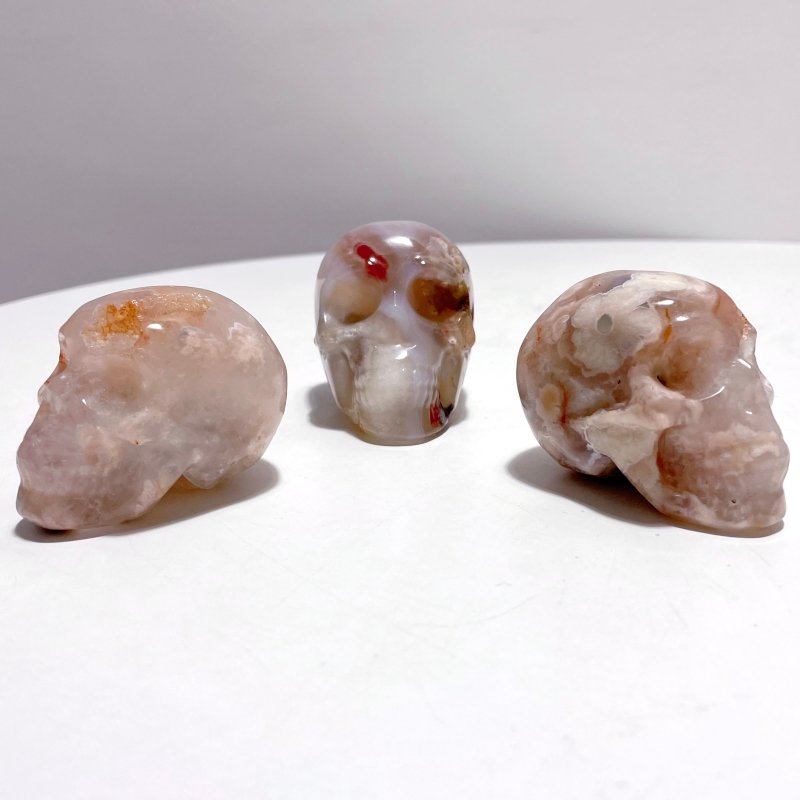 11 Pieces Druzy Geode Sakura Flower Agate Skull Carving - Wholesale Crystals