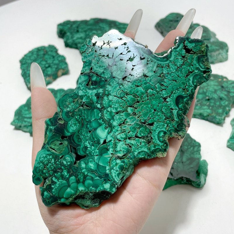 11 Pieces High Quality Beautiful Malachite Slab - Wholesale Crystals