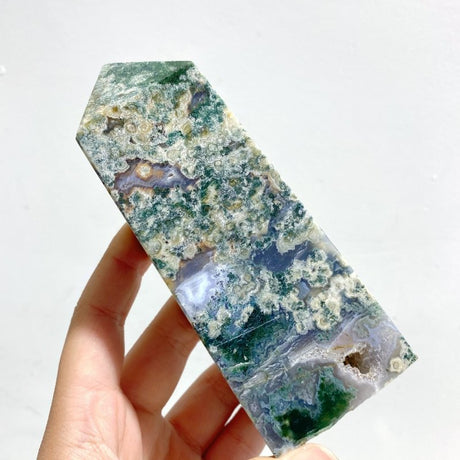 11 Pieces Moss Agate Four - Sided Tower Points - Wholesale Crystals