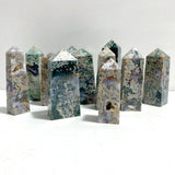 11 Pieces Moss Agate Four - Sided Tower Points - Wholesale Crystals