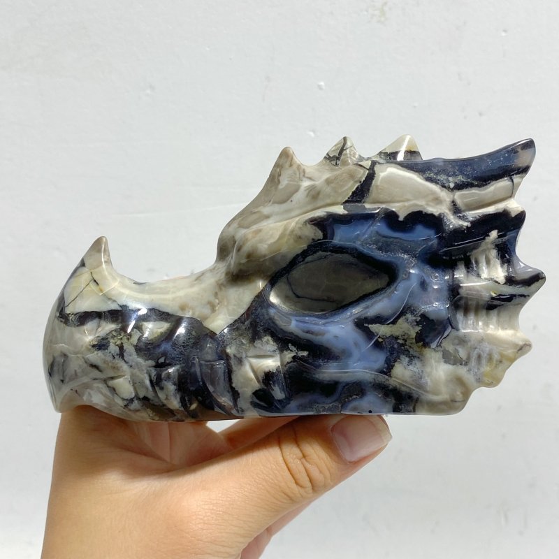 11 Pieces Volcano Agate Dragon Head Carving Closeout (UV-Reactive) -Wholesale Crystals
