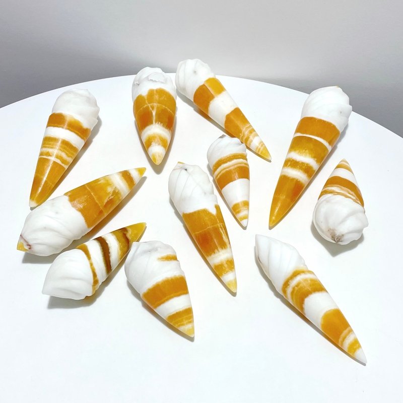 11 Pieces Yellow Calcite Ice Cream Carving - Wholesale Crystals