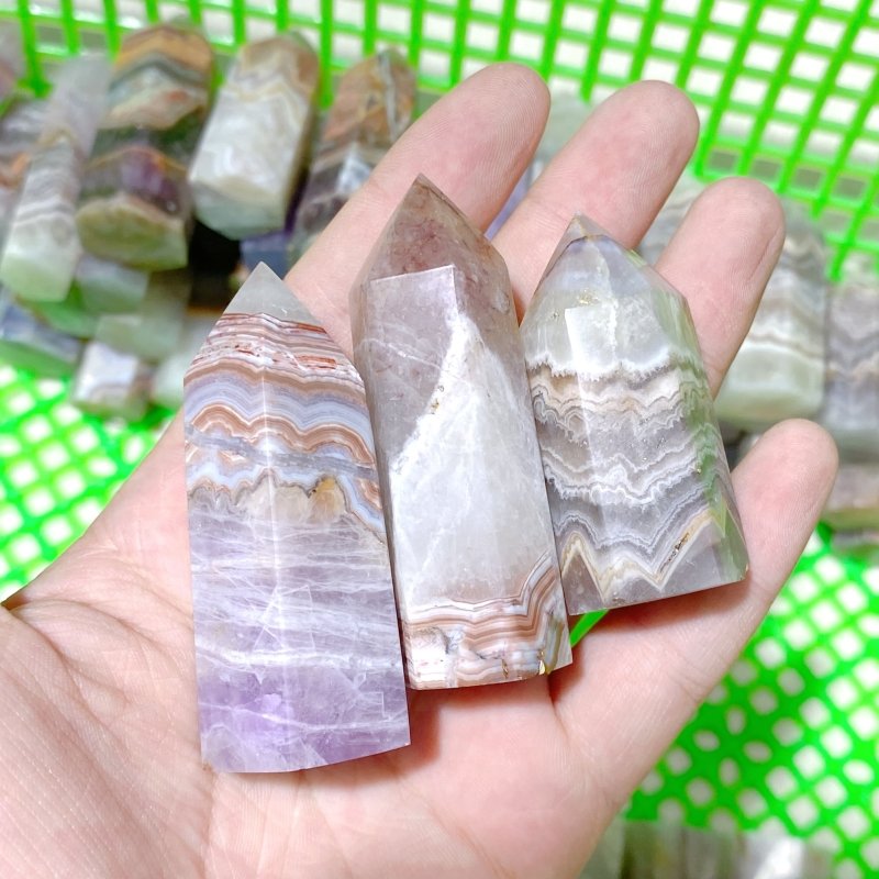 119 Pieces Amethyst Mixed Striped Agate Crystal Points - Wholesale Crystals