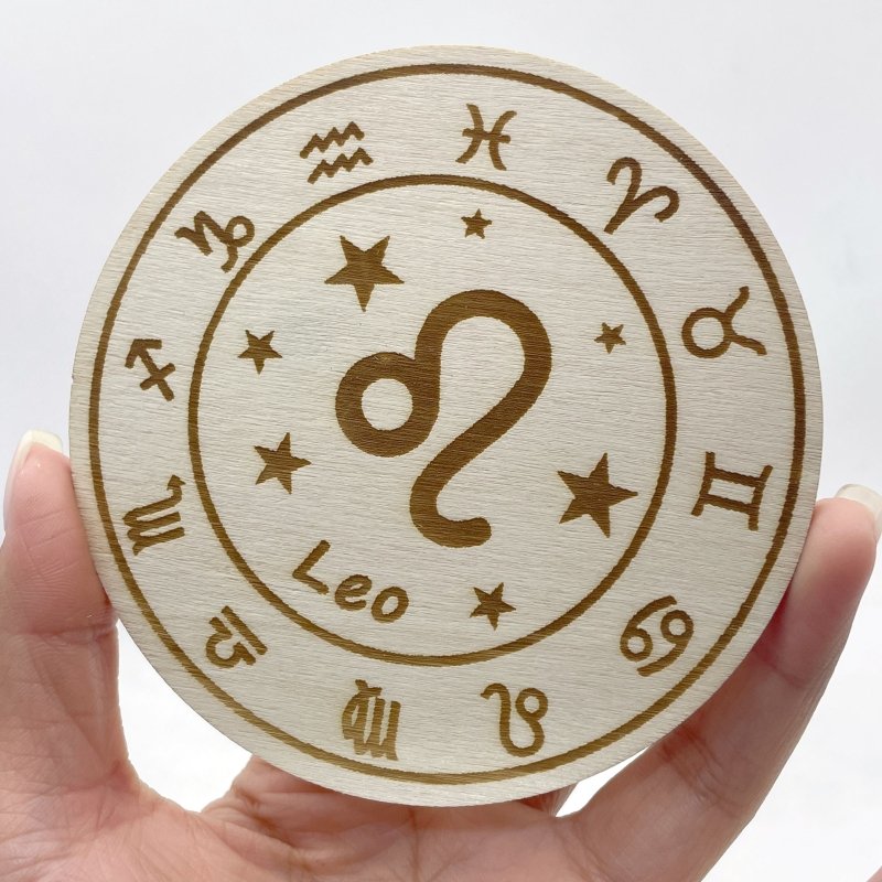 12 Constellations Wooden Slices Crystal Astrology Gift Coaster - Wholesale Crystals