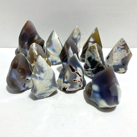 12 Pieces Black Orca Agate Flame Carving 1 - Wholesale Crystals